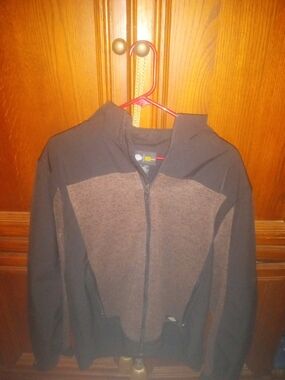 Men's Black and Brown Full-Zip Jacket